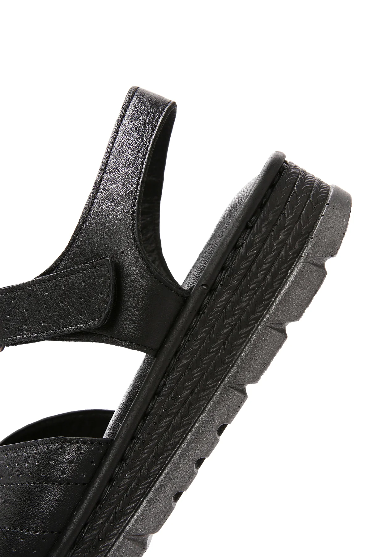 Kadın Siyah Bilekten Bantlı Deri Comfort Sandalet - Image 8