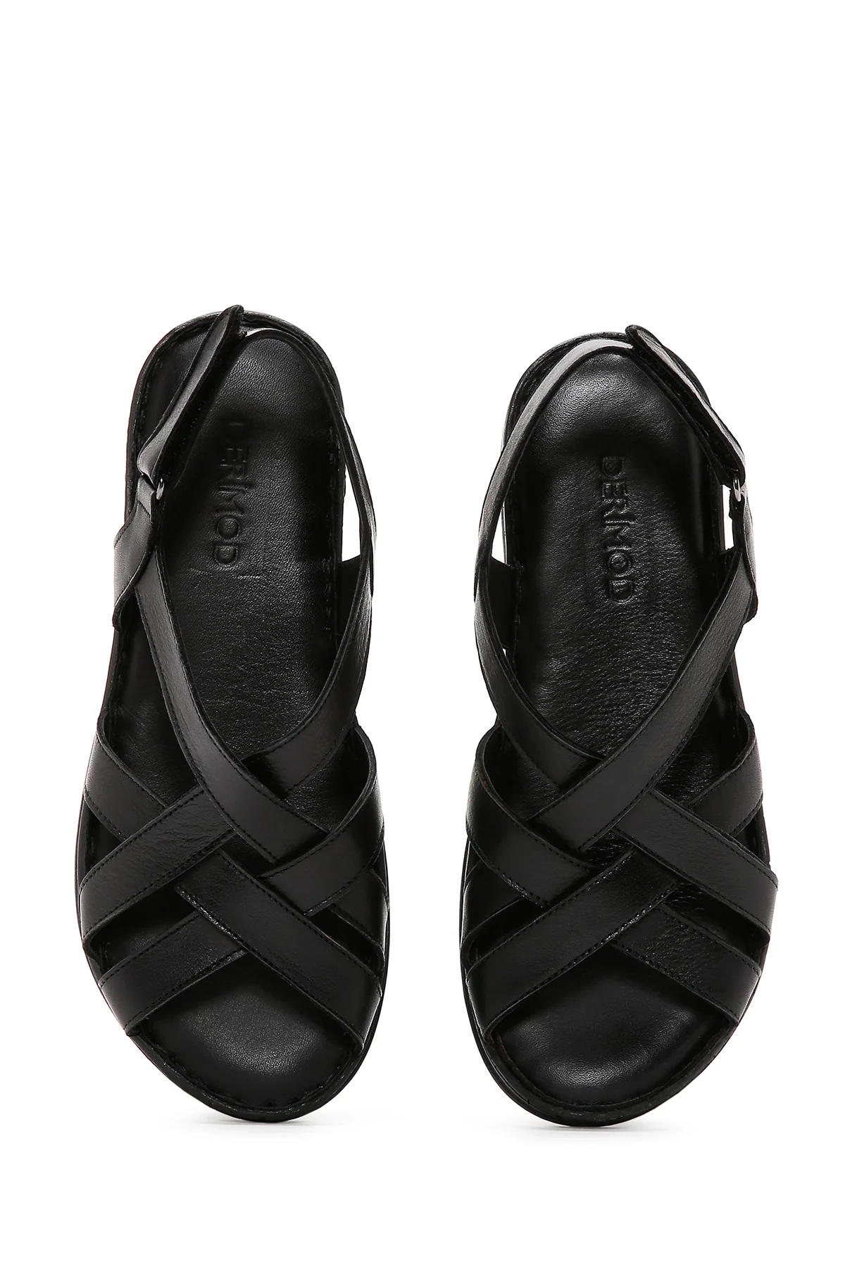 Kadın Siyah Bilekten Bantlı Deri Comfort Sandalet - Image 6