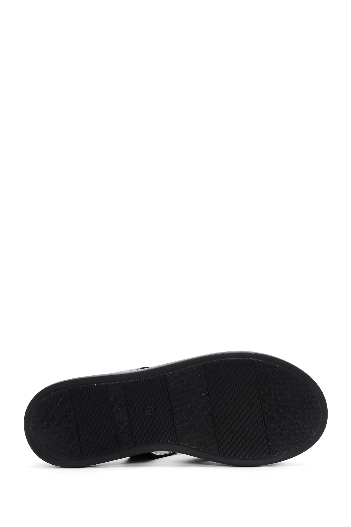 Kadın Siyah Bilekten Bantlı Deri Comfort Sandalet - Image 4