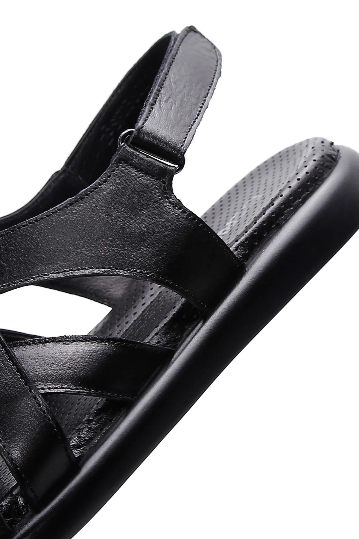 Kadın Siyah Bilekten Bantlı Deri Comfort Sandalet - Image 9
