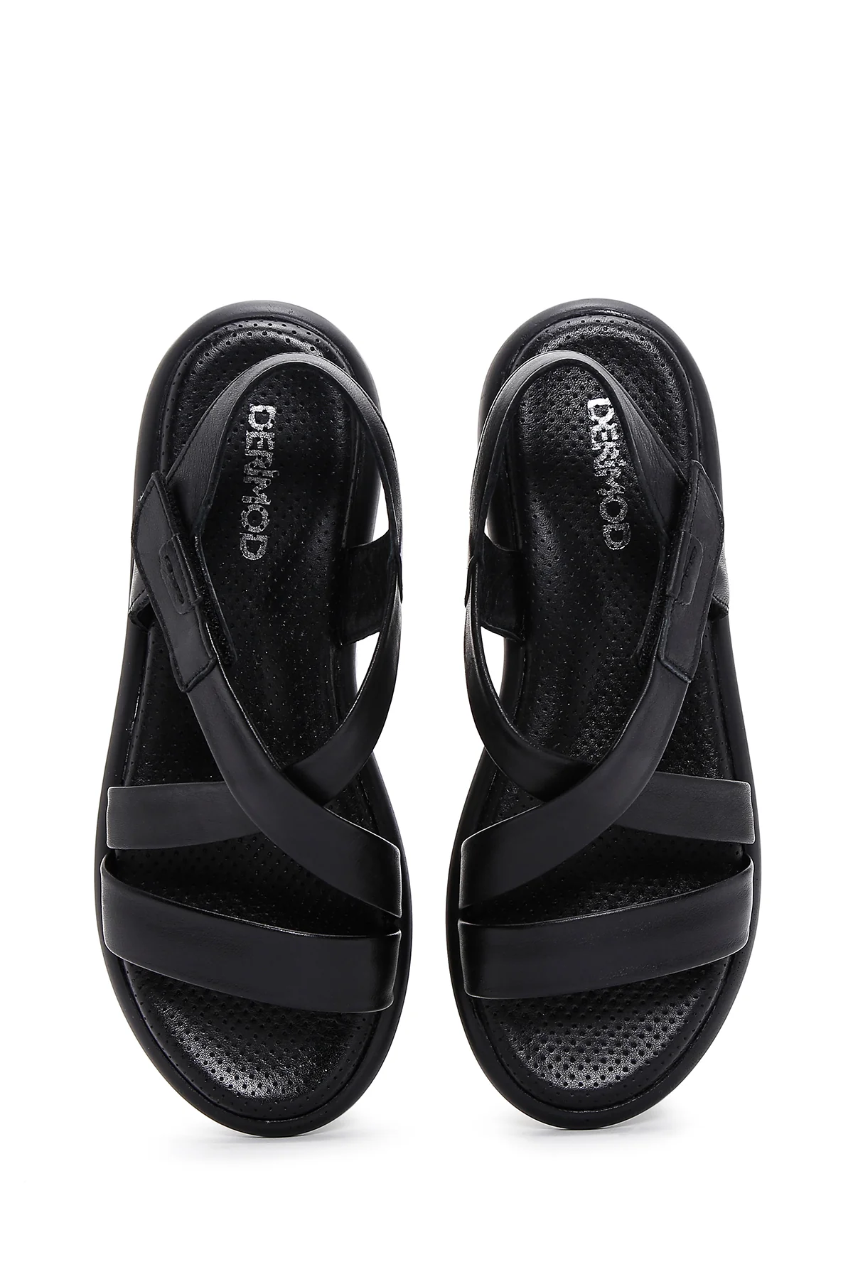 Kadın Siyah Bilekten Bantlı Deri Comfort Sandalet - Image 6