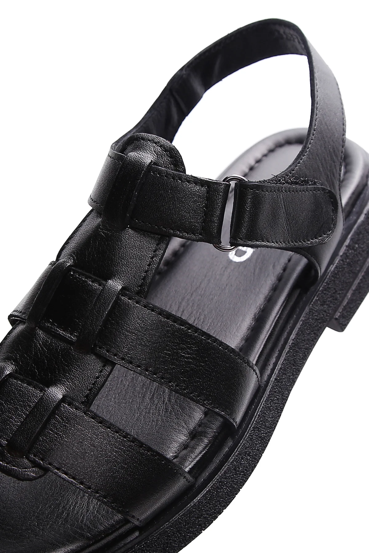 Kadın Siyah Bilekten Bantlı Deri Comfort Sandalet - Image 8