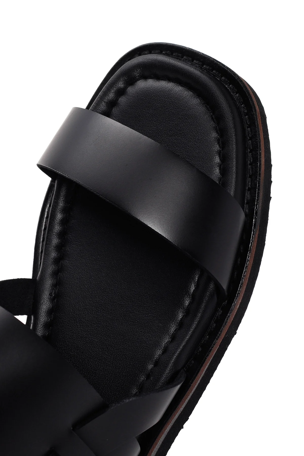 Kadın Siyah Bilekten Bantlı Deri Comfort Sandalet - Image 9