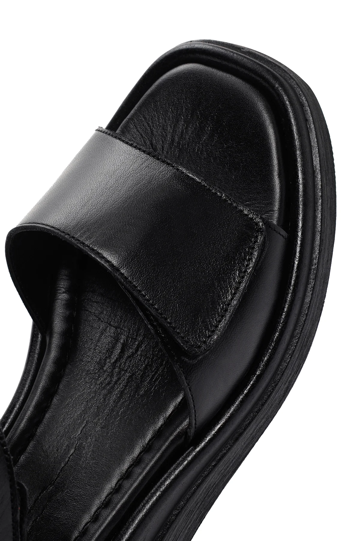 Kadın Siyah Bilekten Bantlı Deri Comfort Sandalet - Image 10