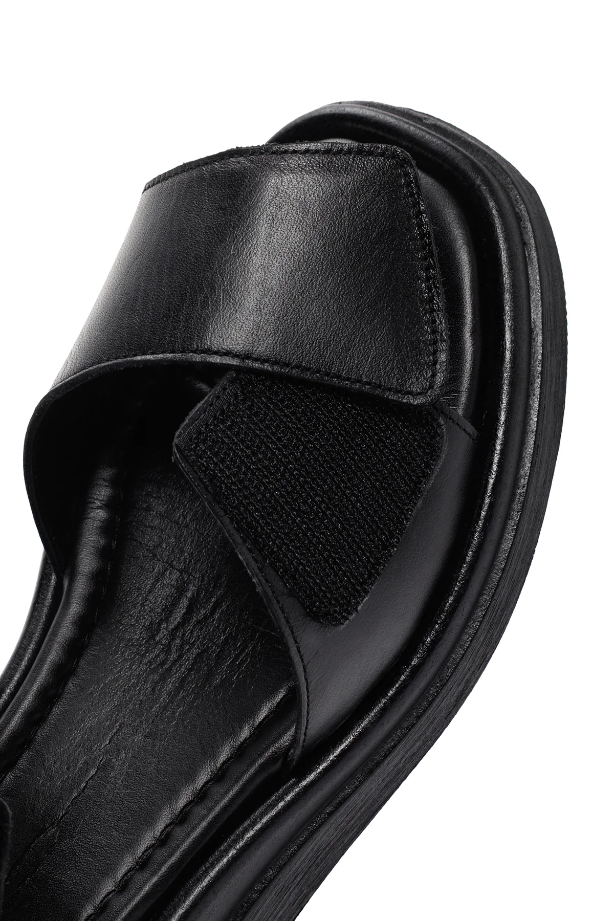 Kadın Siyah Bilekten Bantlı Deri Comfort Sandalet - Image 11