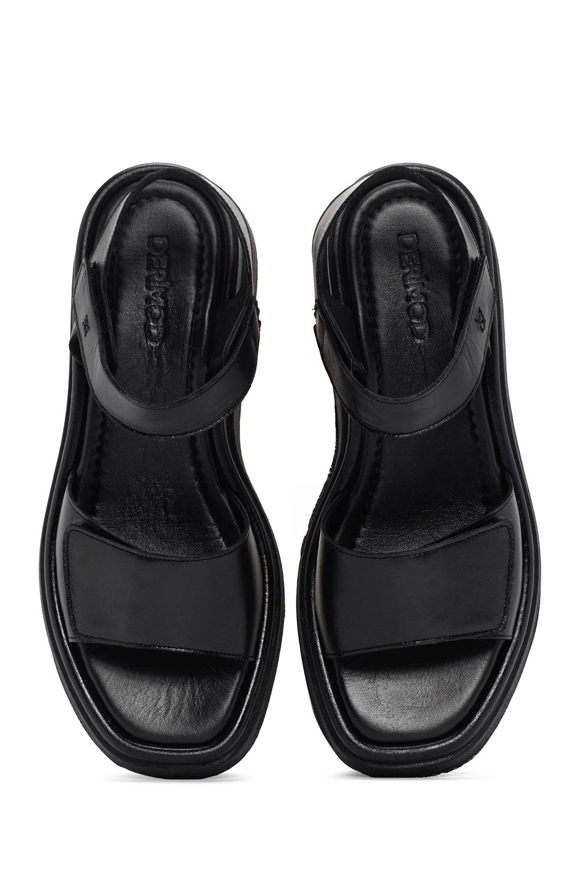 Kadın Siyah Bilekten Bantlı Deri Comfort Sandalet - Image 6