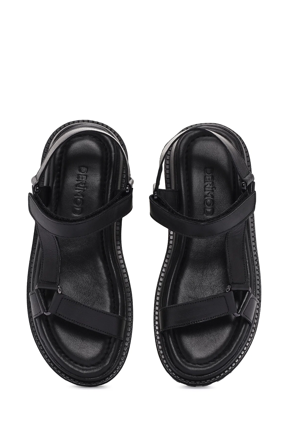 Kadın Siyah Bilekten Bantlı Deri Comfort Sandalet - Image 7