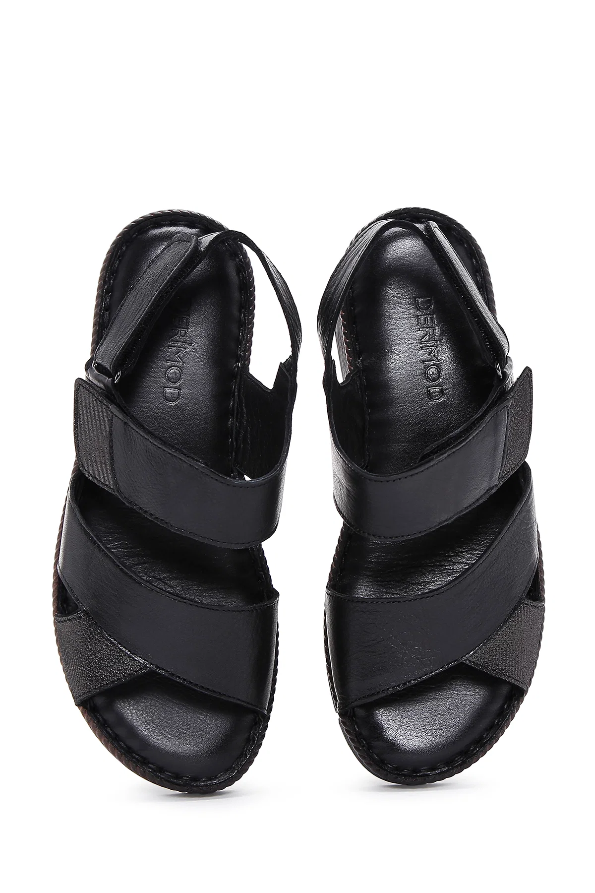 Kadın Siyah Bilekten Bantlı Deri Comfort Sandalet - Image 6