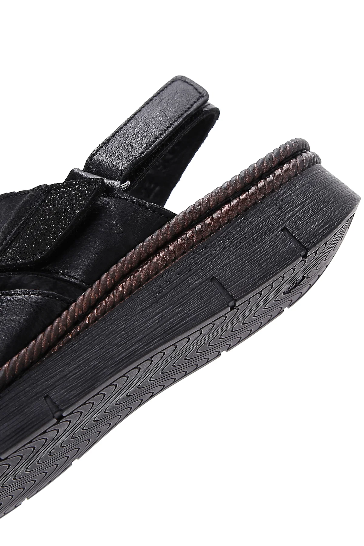 Kadın Siyah Bilekten Bantlı Deri Comfort Sandalet - Image 8