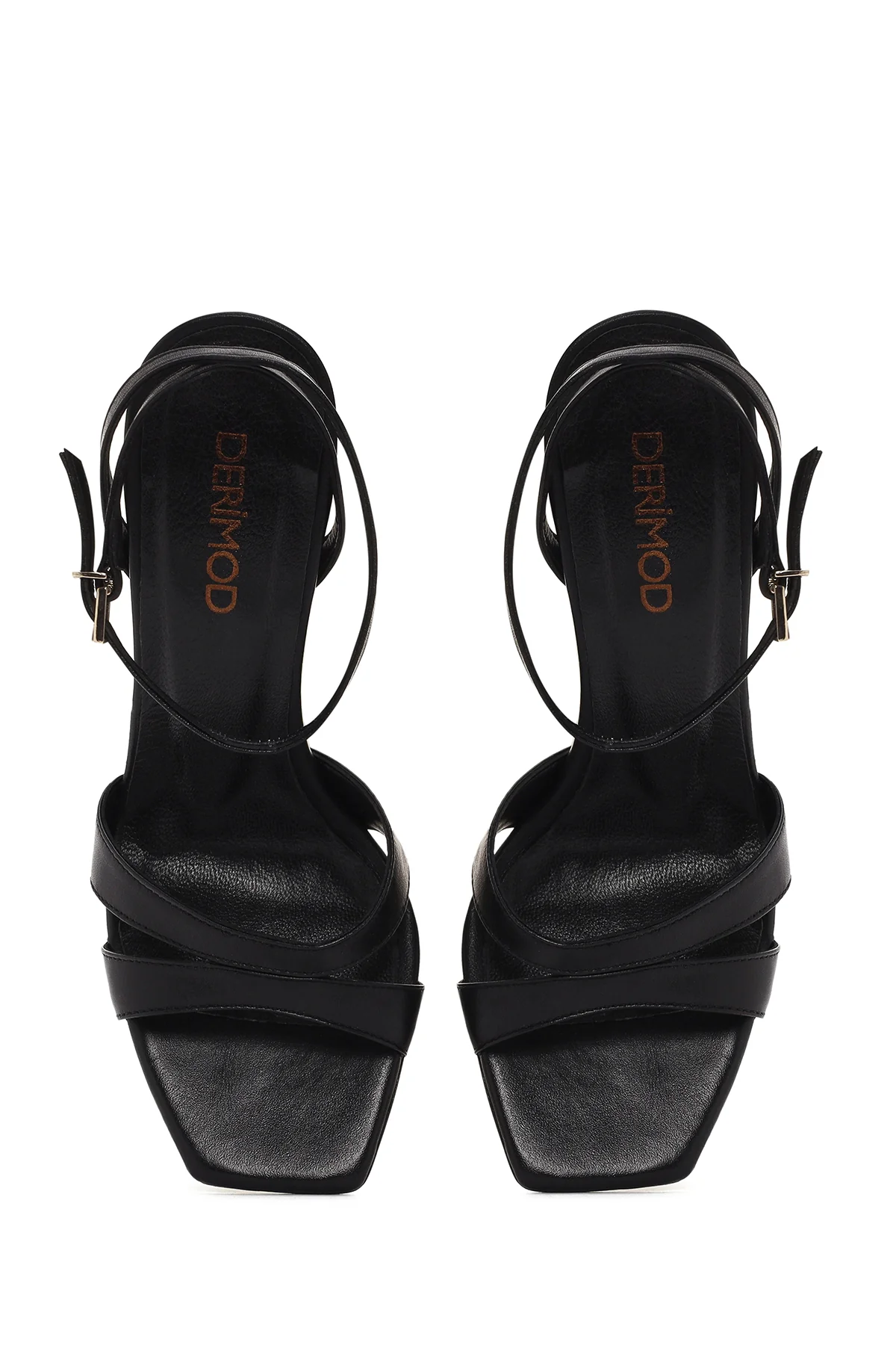 Kadın Siyah Bilekten Bantlı İnce Topuklu Deri Sandalet - Image 8