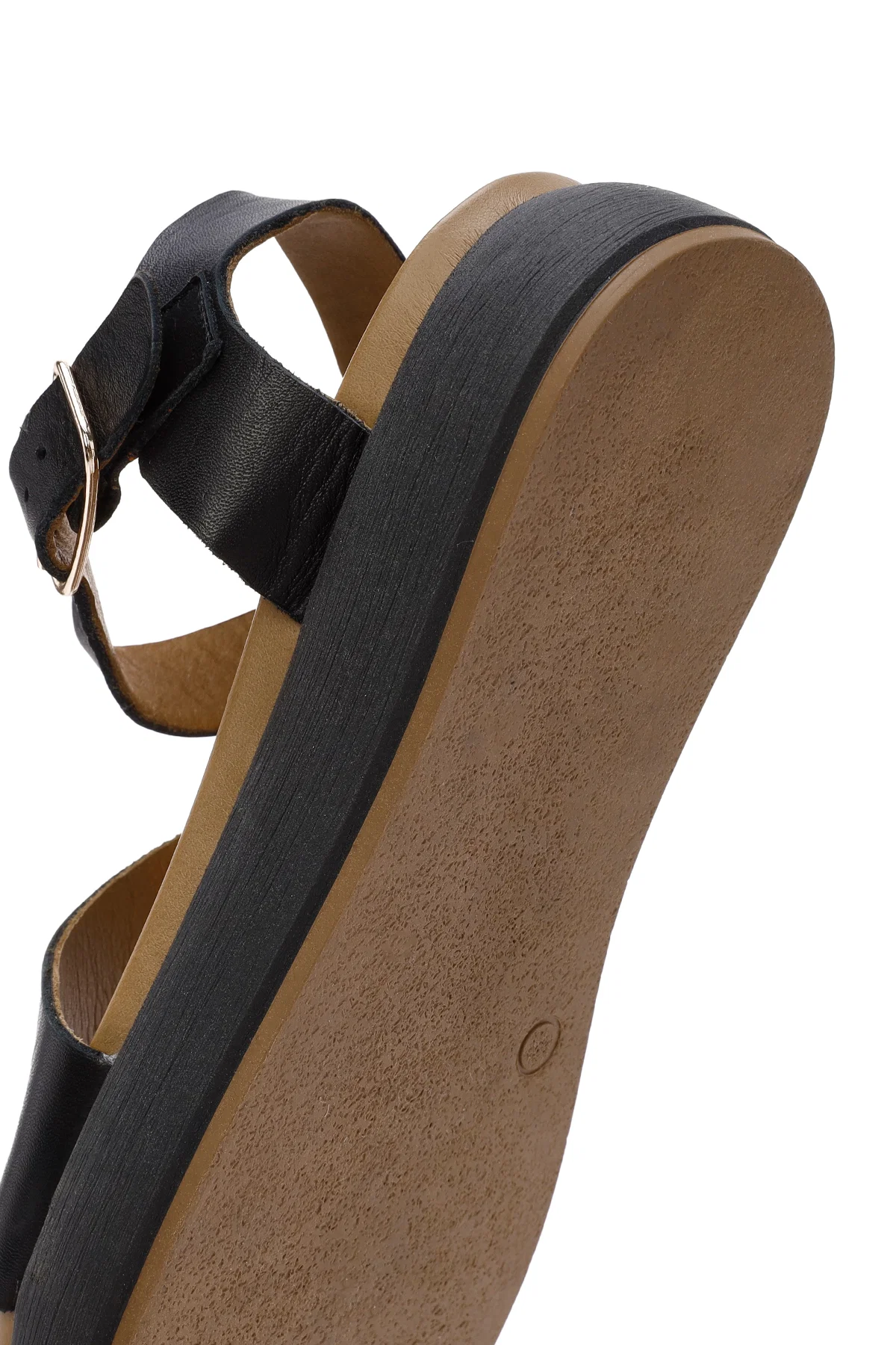 Kadın Siyah Bilekten Bantlı Kalın Tabanlı Deri Sandalet - Image 9