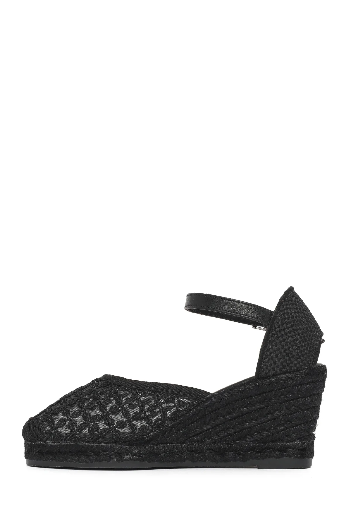Kadın Siyah Bilekten Tokalı Dolgu Topuklu Espadril - Image 3