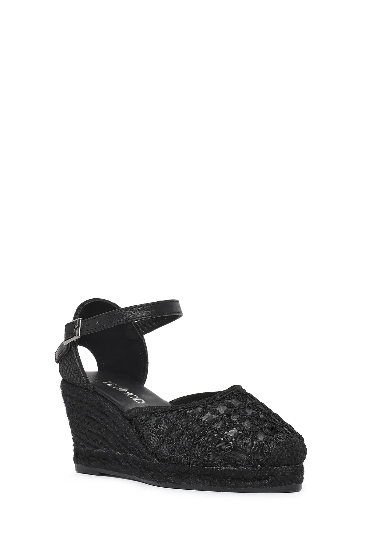 Kadın Siyah Bilekten Tokalı Dolgu Topuklu Espadril - Image 8