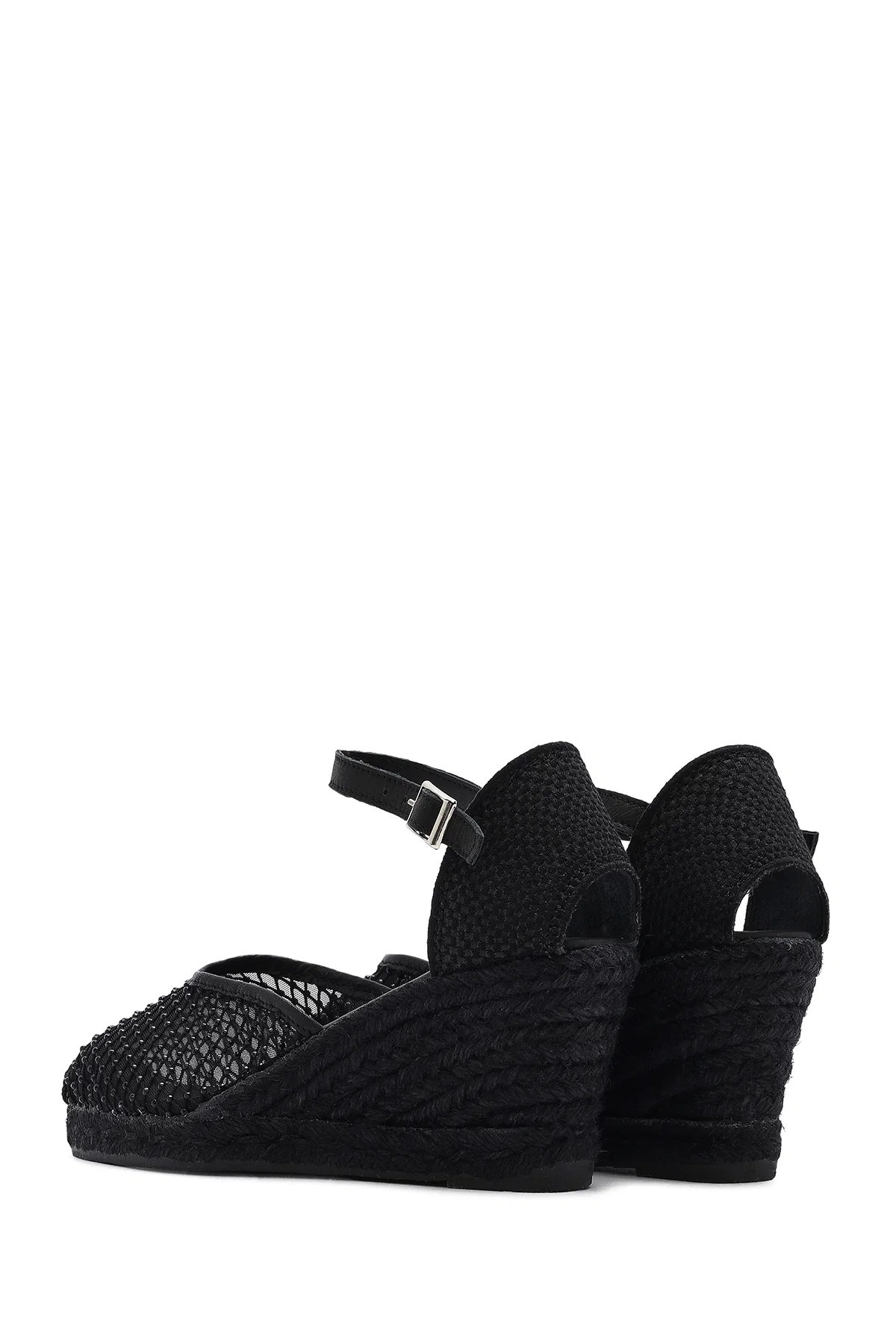 Kadın Siyah Bilekten Tokalı Dolgu Topuklu Espadril Sandalet - Image 6