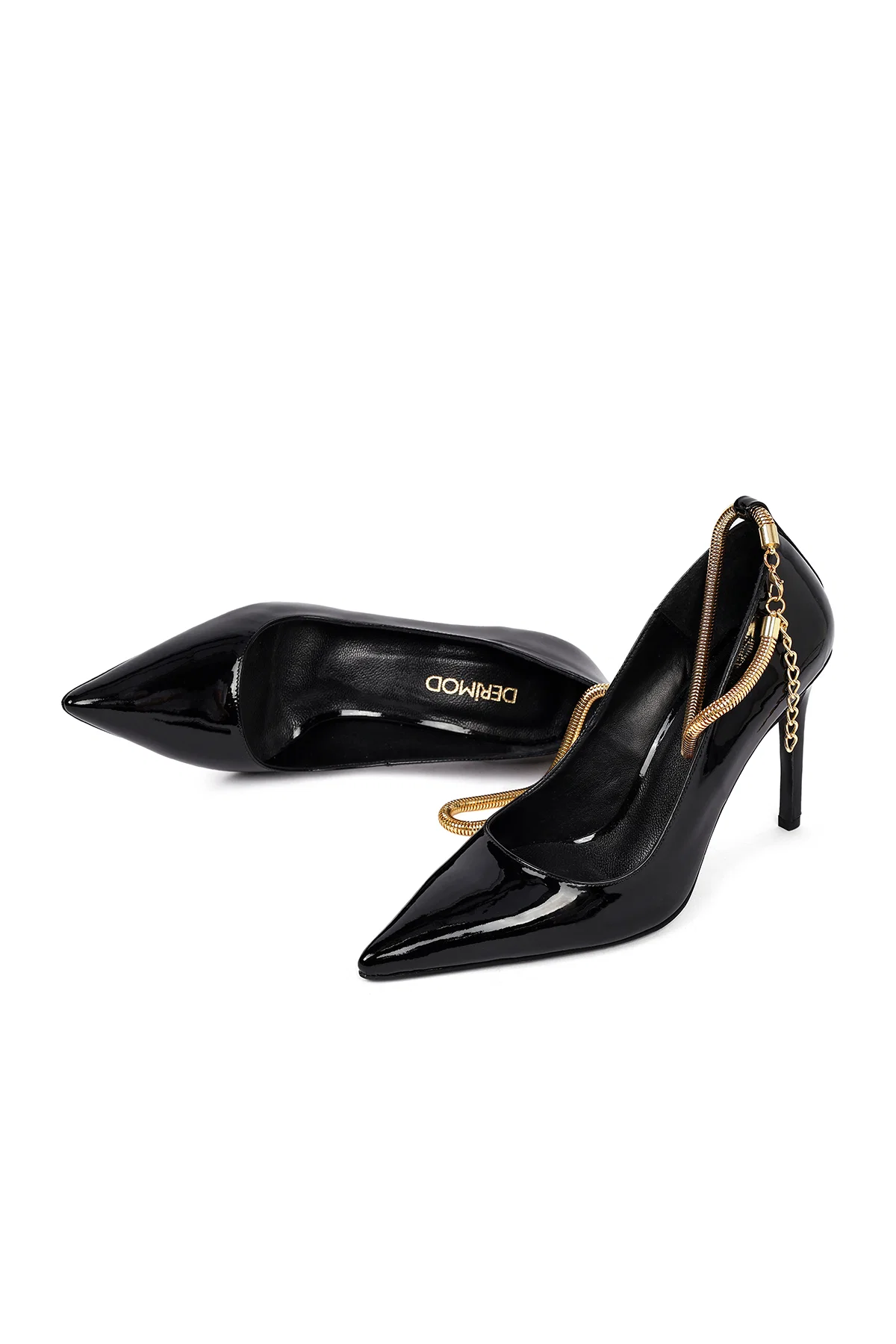 Kadın Siyah Bilekten Tokalı İnce Topuklu Rugan Deri Stiletto - Image 10