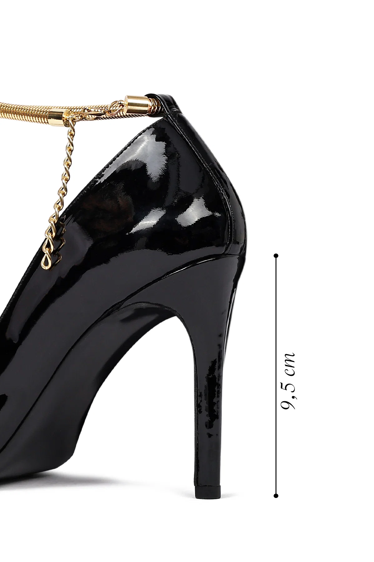 Kadın Siyah Bilekten Tokalı İnce Topuklu Rugan Deri Stiletto - Image 2