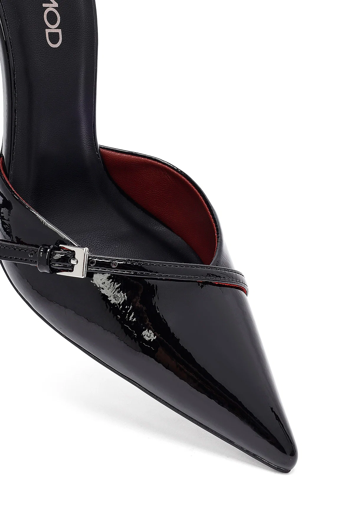 Kadın Siyah Bilekten Tokalı Yüksek İnce Topuklu Rugan Stiletto - Image 10