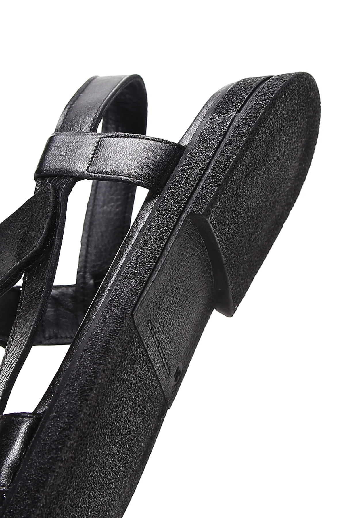 Kadın Siyah Çift Bantlı Deri Comfort Sandalet - Image 7