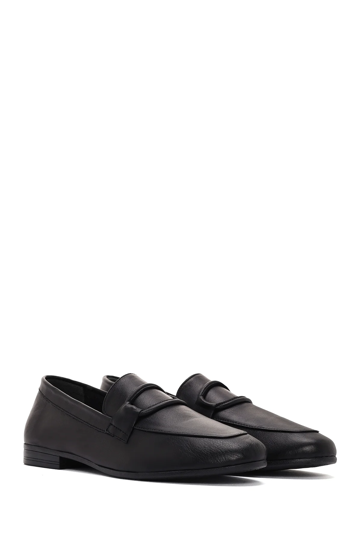 Kadın Siyah Deri Casual Loafer - Image 3