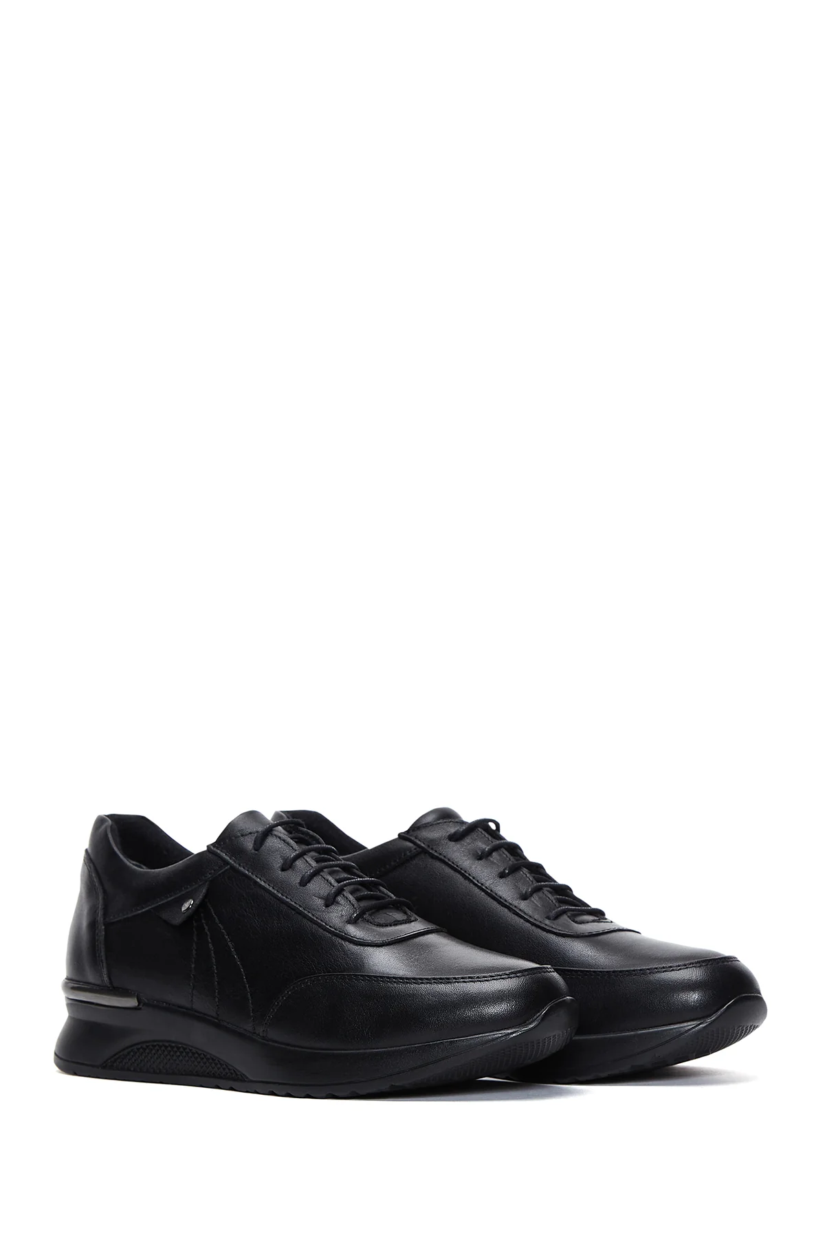 Kadın Siyah Deri Casual Sneaker - Image 3