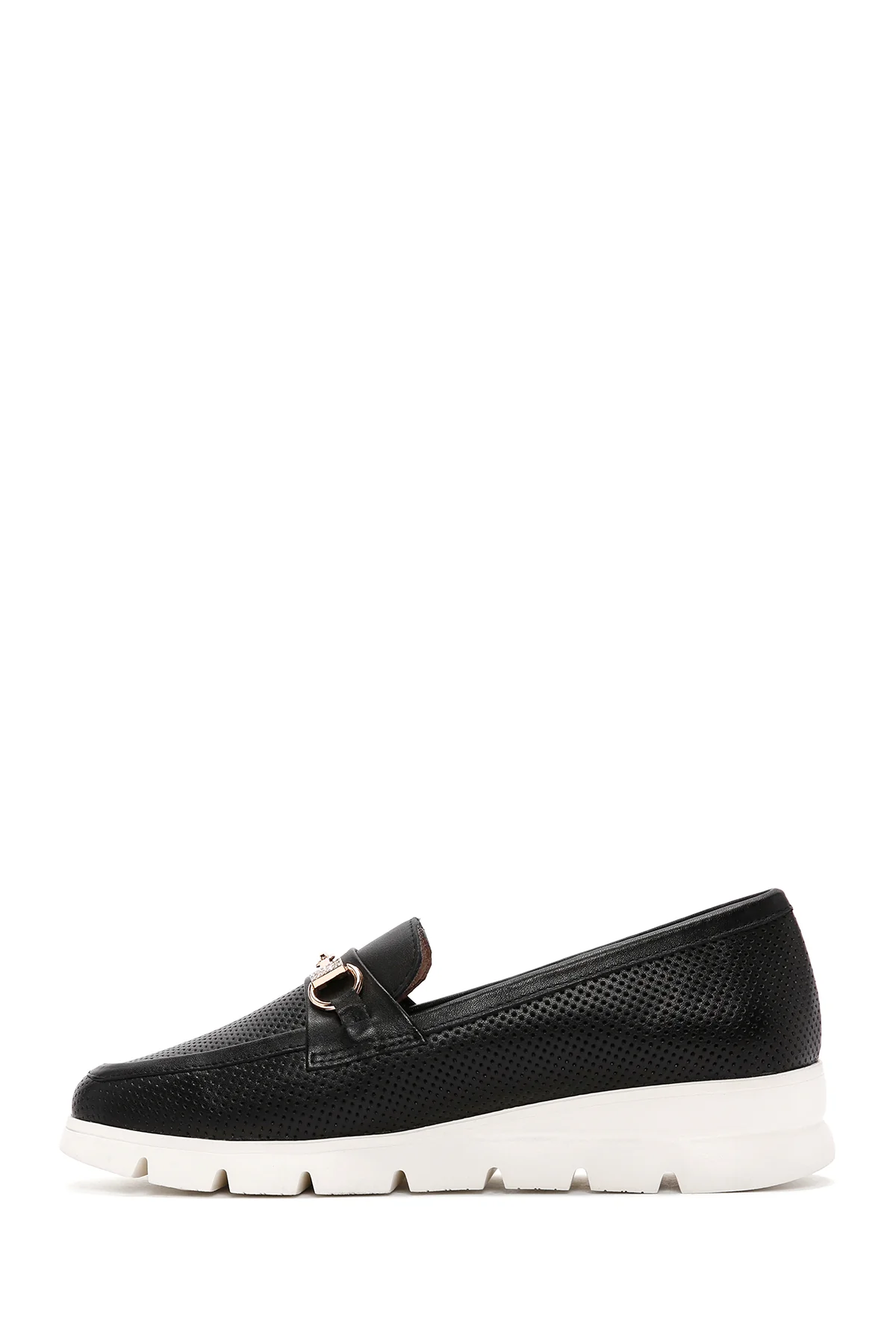 Kadın Siyah Deri Comfort Loafer - Image 2