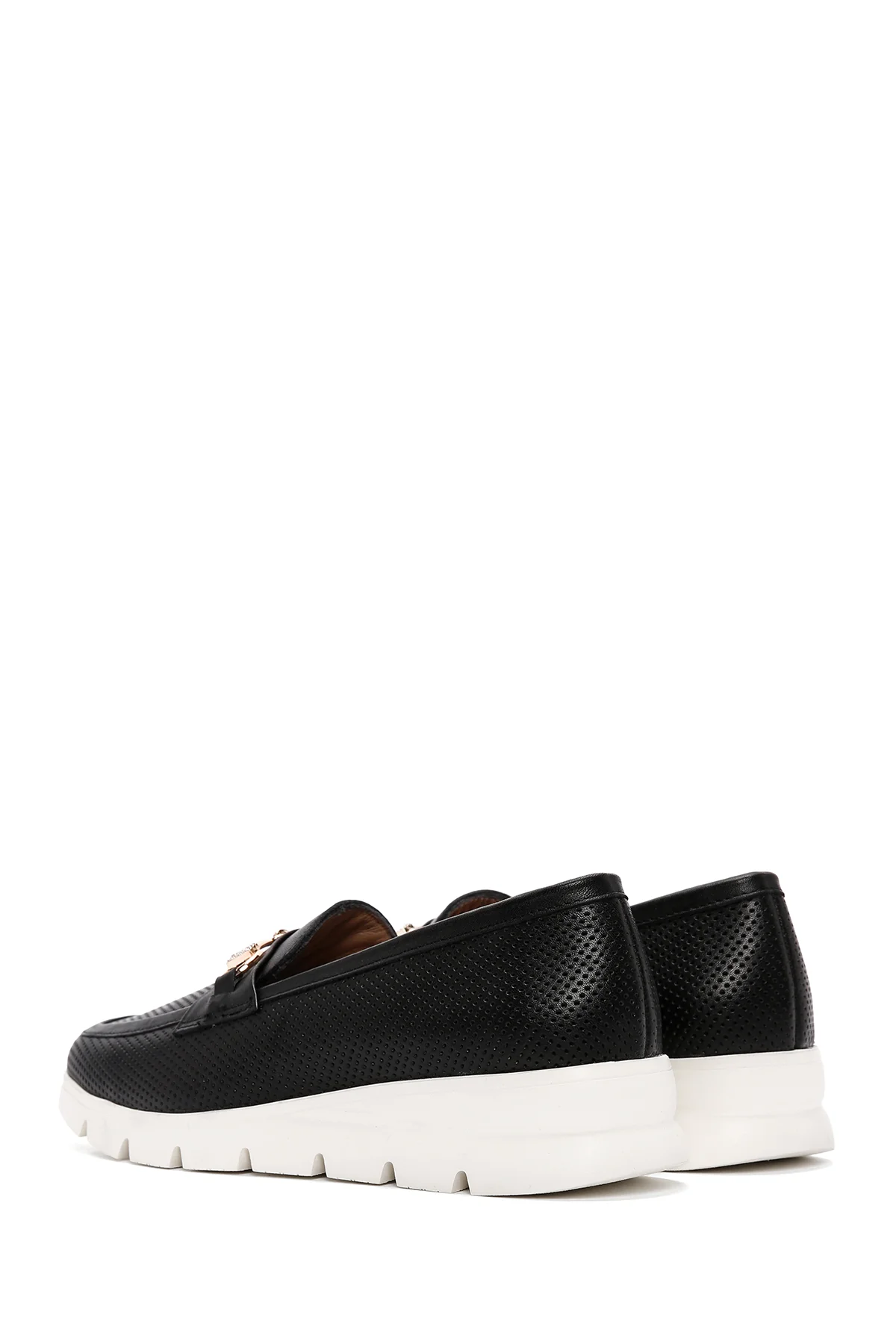 Kadın Siyah Deri Comfort Loafer - Image 5