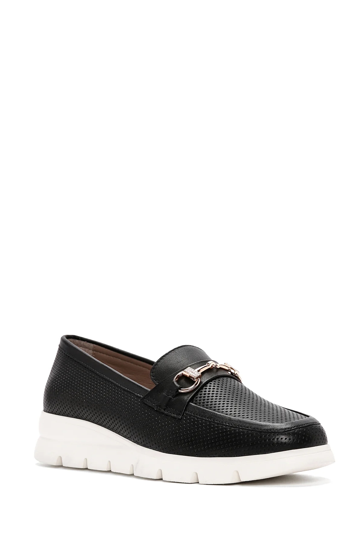 Kadın Siyah Deri Comfort Loafer - Image 6