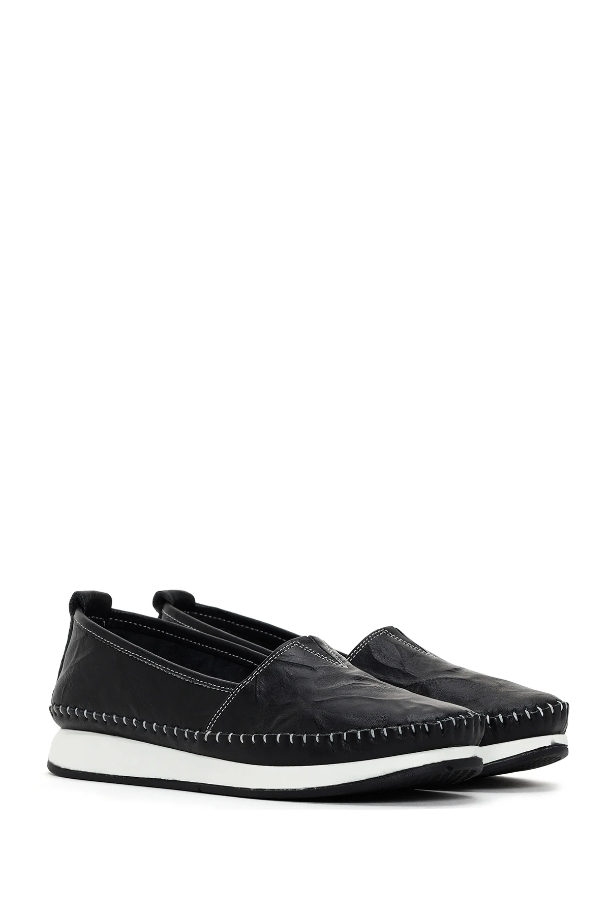 Kadın Siyah Deri Comfort Loafer - Image 3