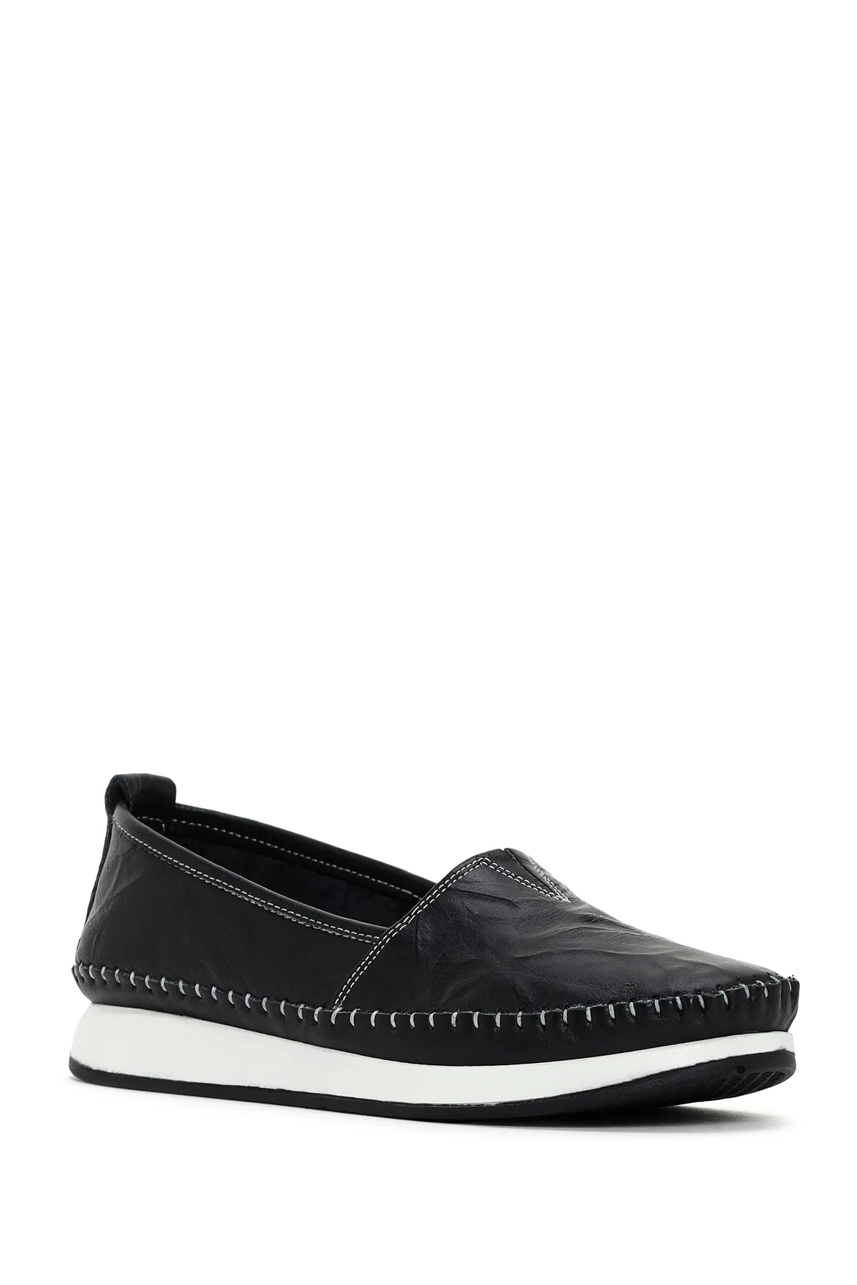 Kadın Siyah Deri Comfort Loafer - Image 6