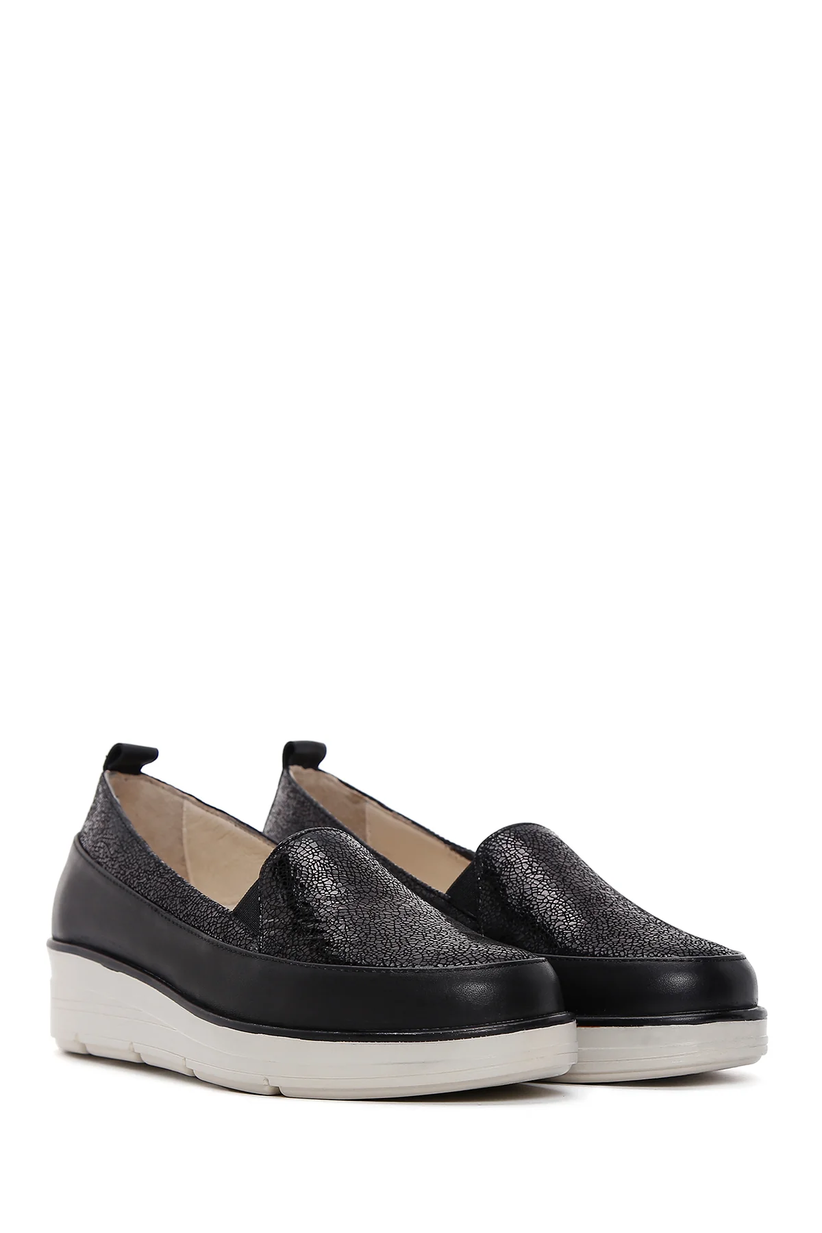 Kadın Siyah Deri Comfort Loafer - Image 3