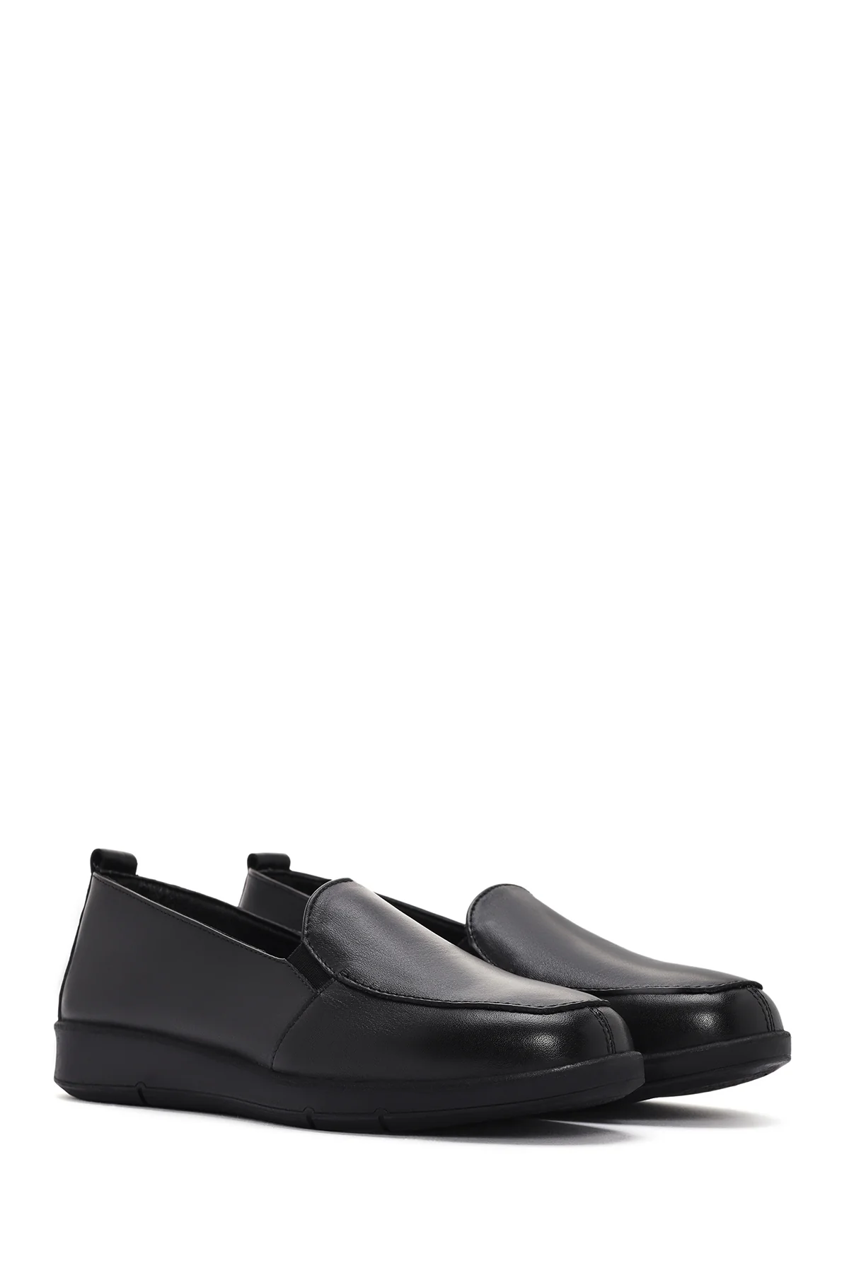 Kadın Siyah Deri Comfort Loafer - Image 3