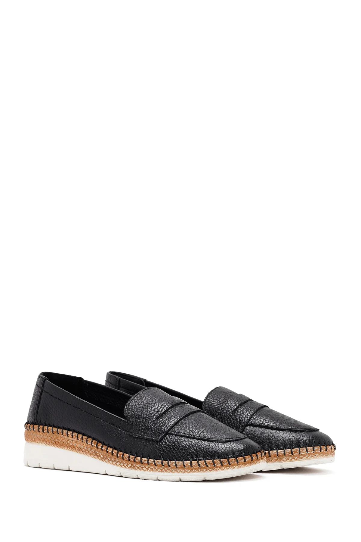 Kadın Siyah Deri Comfort Loafer - Image 3