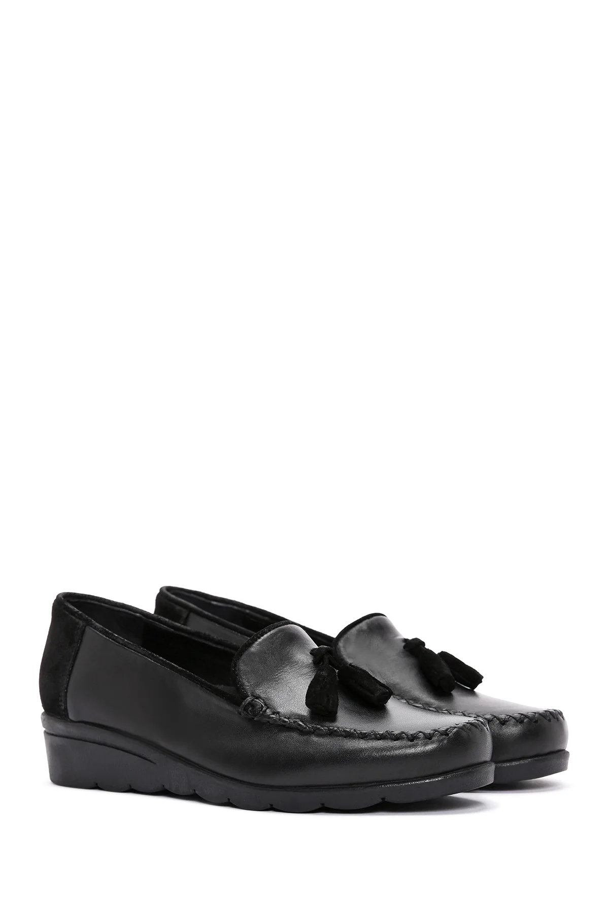 Kadın Siyah Deri Comfort Loafer - Image 3
