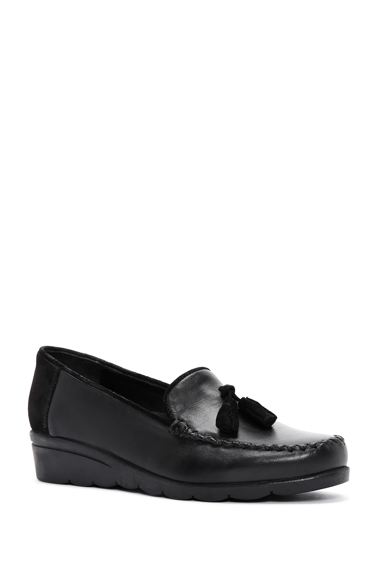 Kadın Siyah Deri Comfort Loafer - Image 6