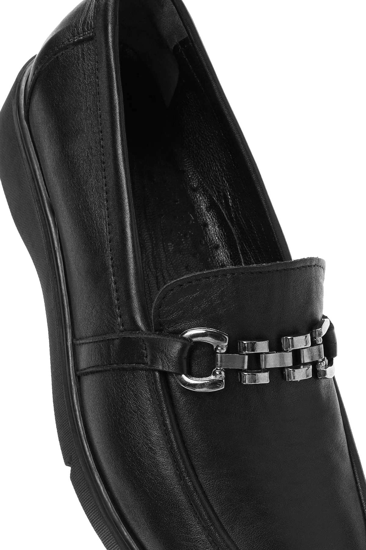 Kadın Siyah Deri Comfort Loafer - Image 10