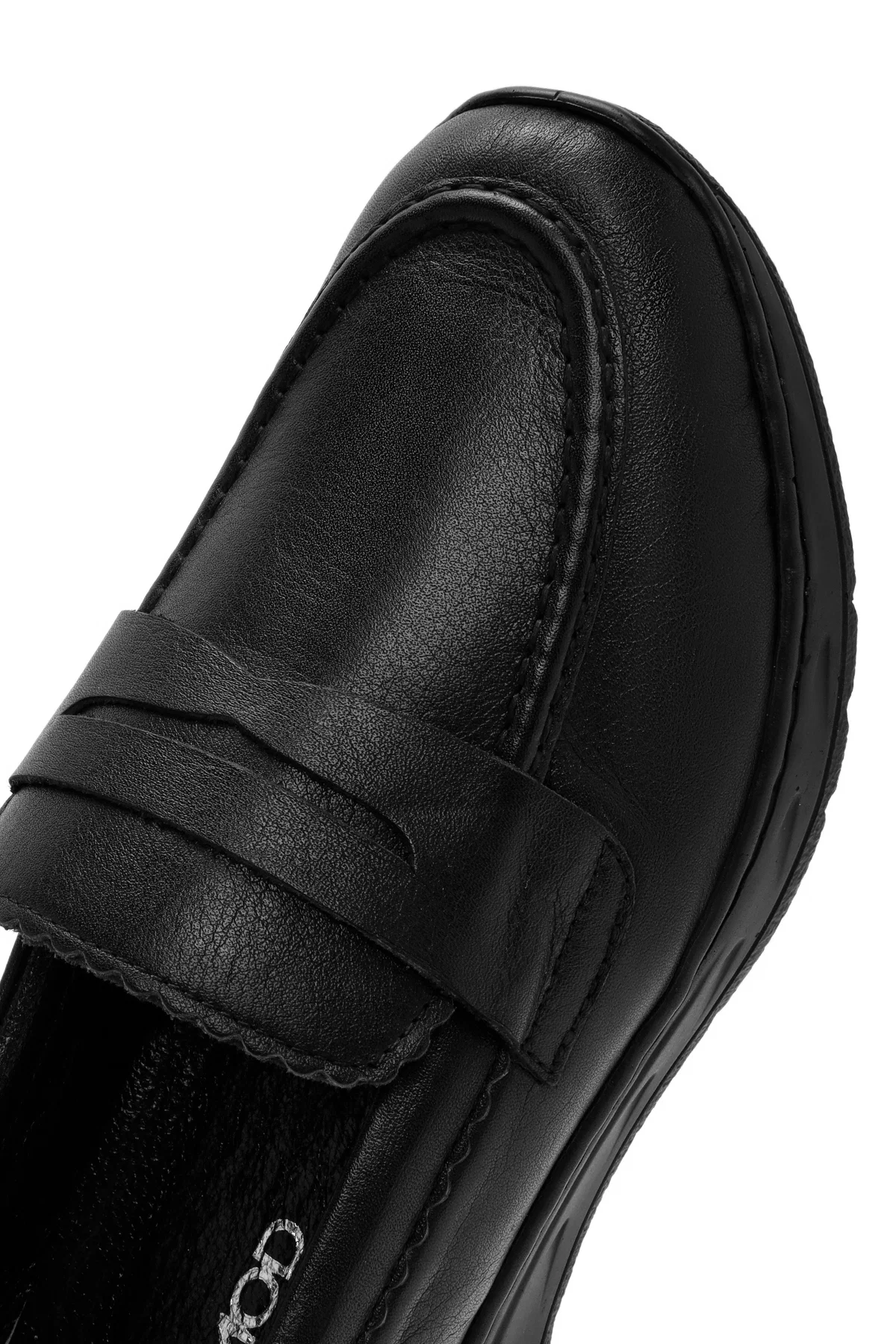 Kadın Siyah Deri Comfort Loafer - Image 10
