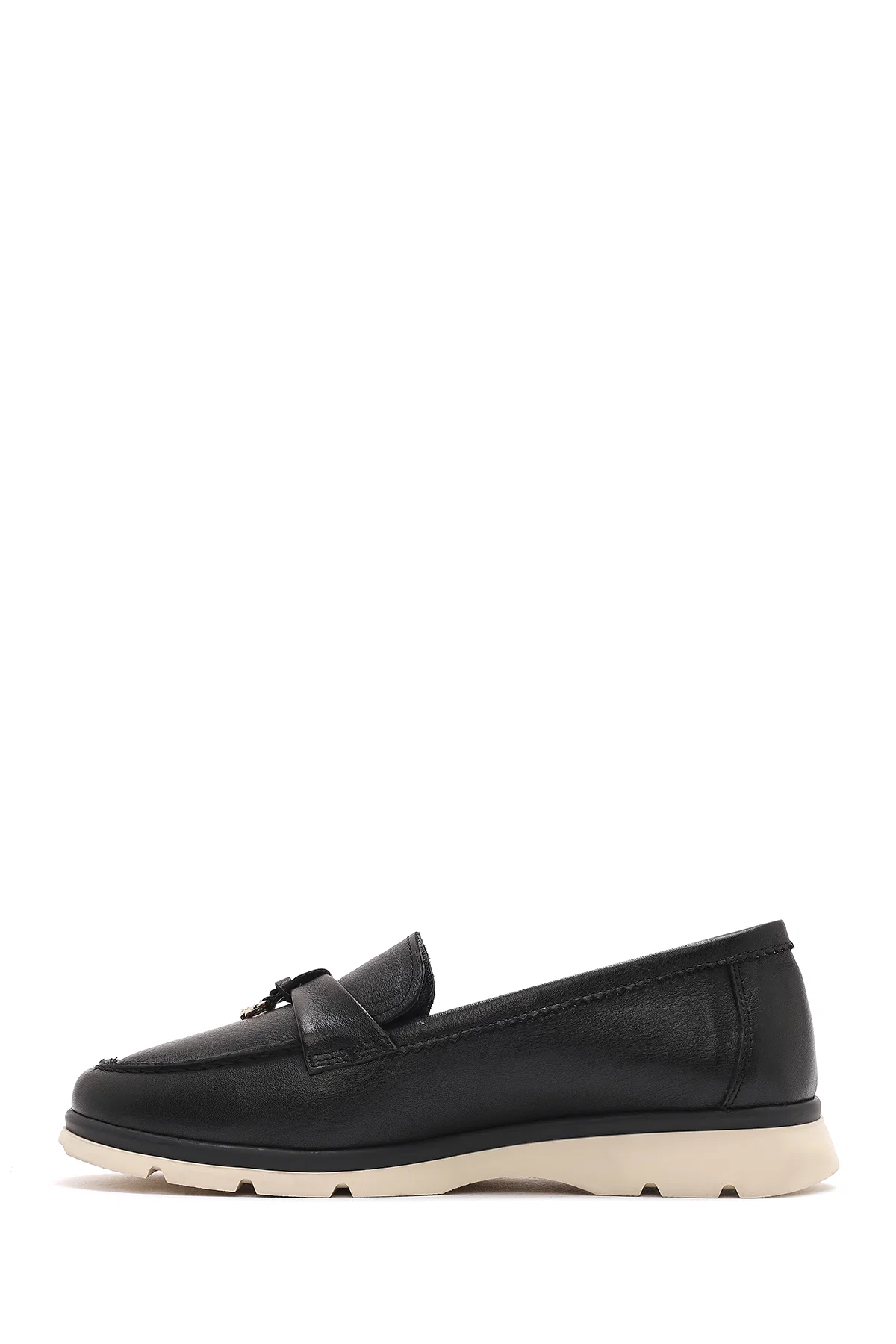 Kadın Siyah Deri Comfort Loafer - Image 2