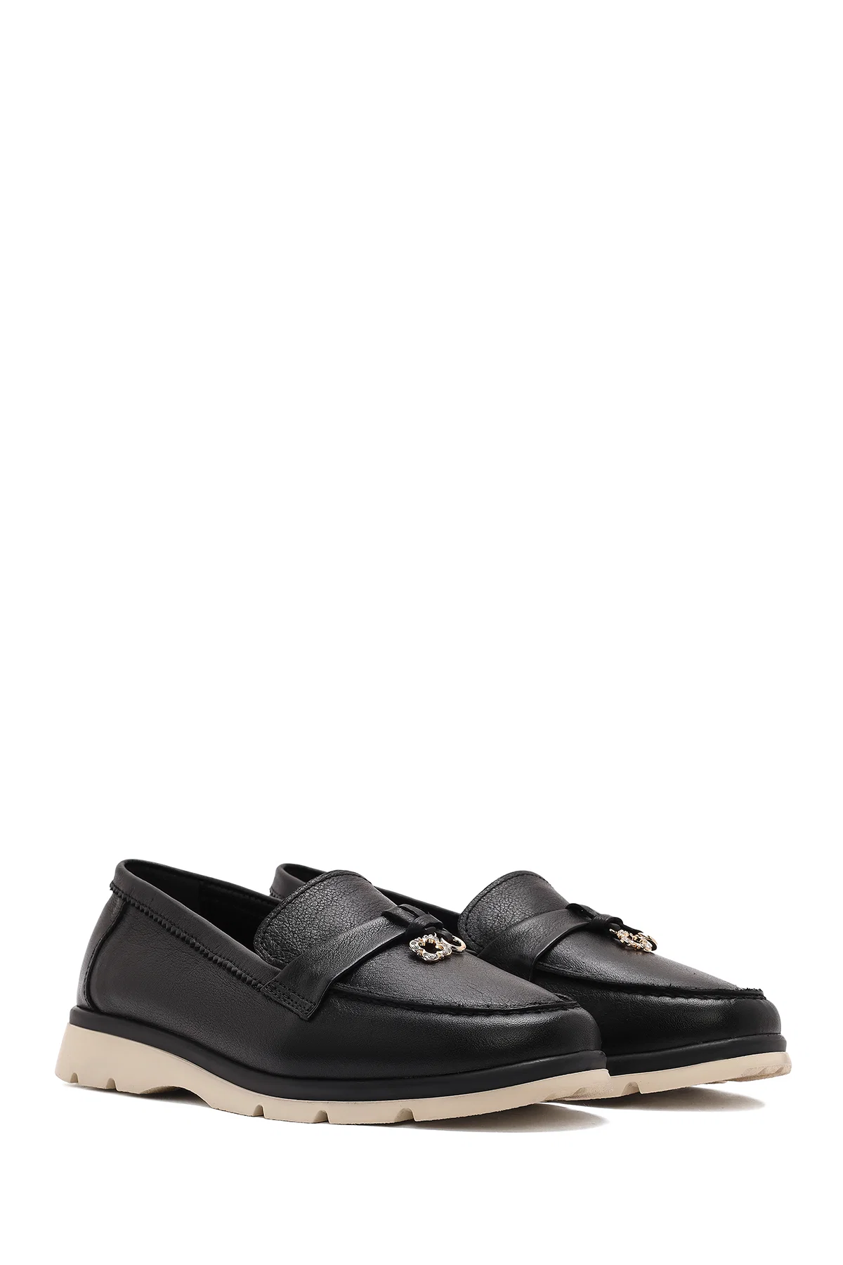Kadın Siyah Deri Comfort Loafer - Image 3
