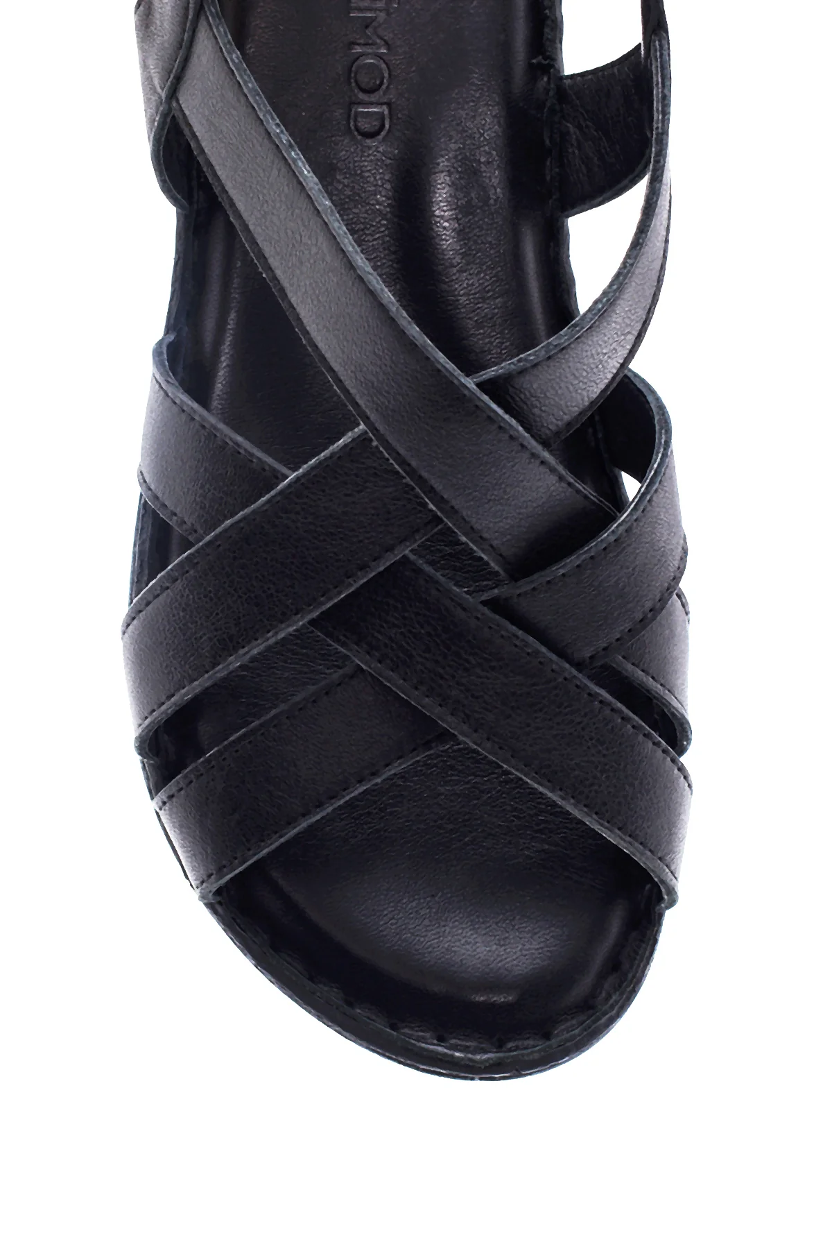 Kadın Siyah Deri Comfort Sandalet - Image 5