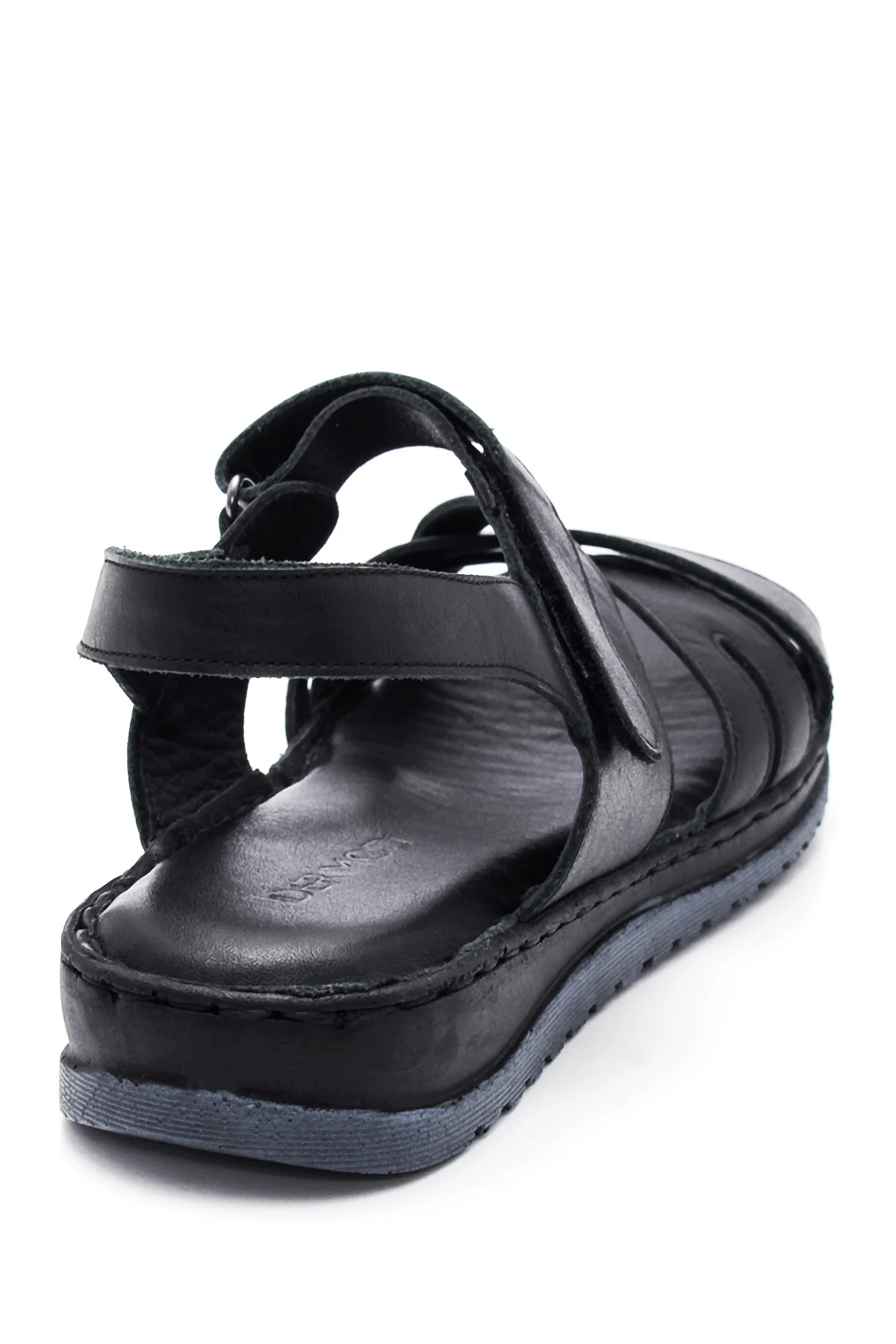 Kadın Siyah Deri Comfort Sandalet - Image 4