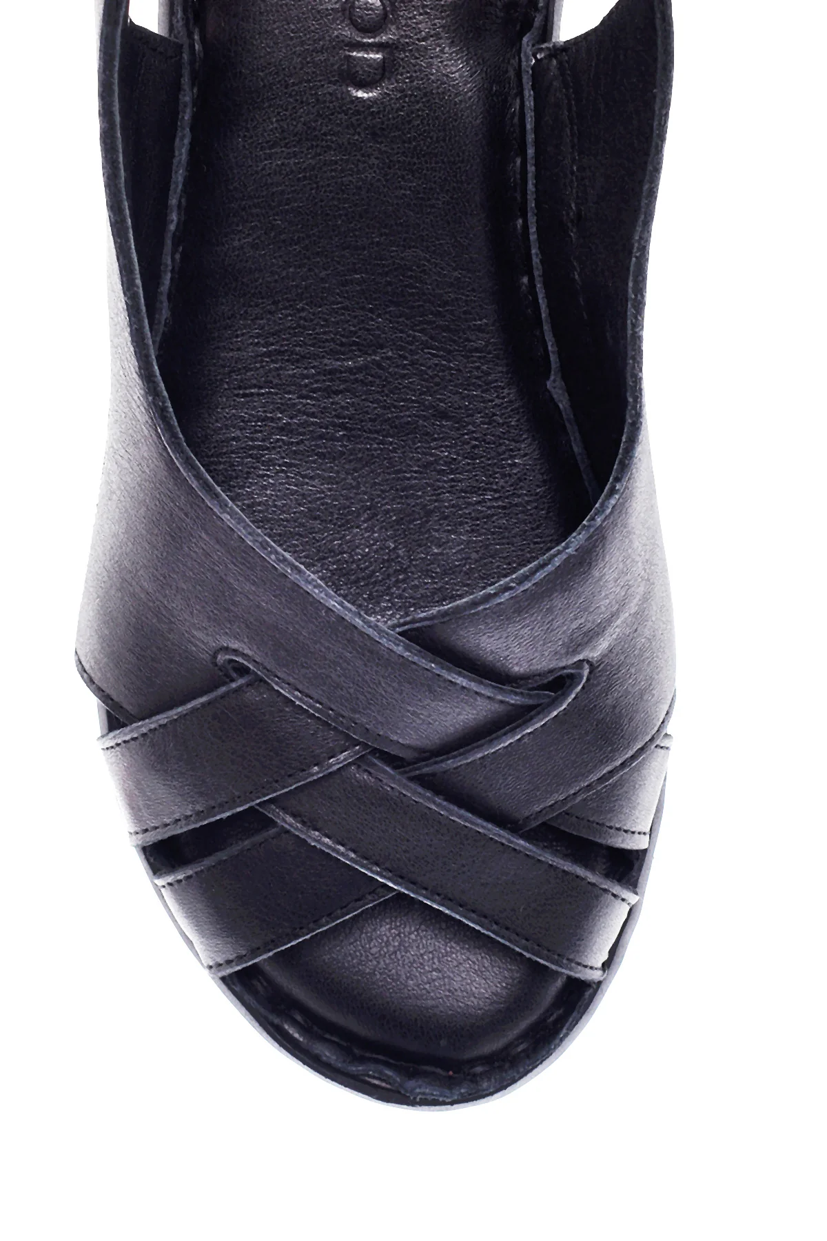 Kadın Siyah Deri Dolgu Topuk Comfort Sandalet - Image 5