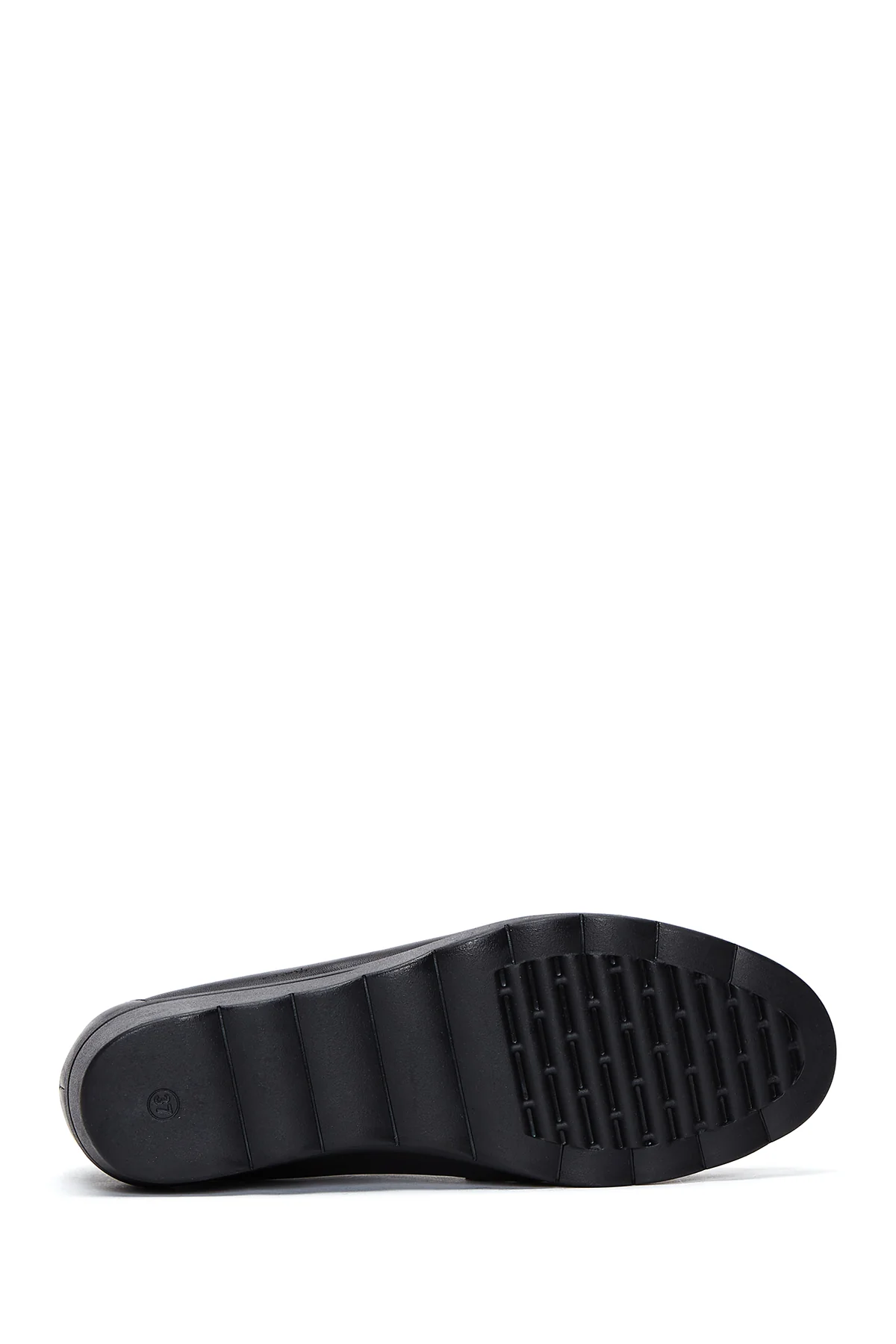 Kadın Siyah Deri Dolgu Topuklu Loafer - Image 4