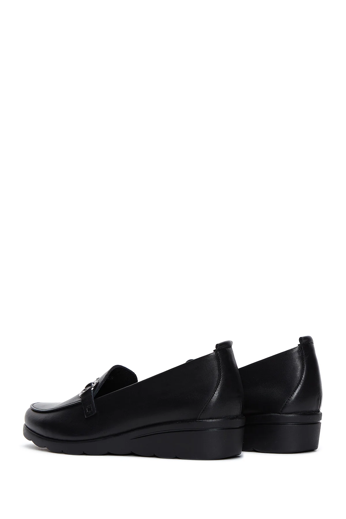 Kadın Siyah Deri Dolgu Topuklu Loafer - Image 5