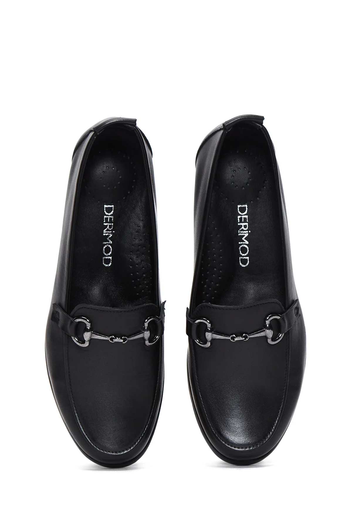Kadın Siyah Deri Dolgu Topuklu Loafer - Image 6