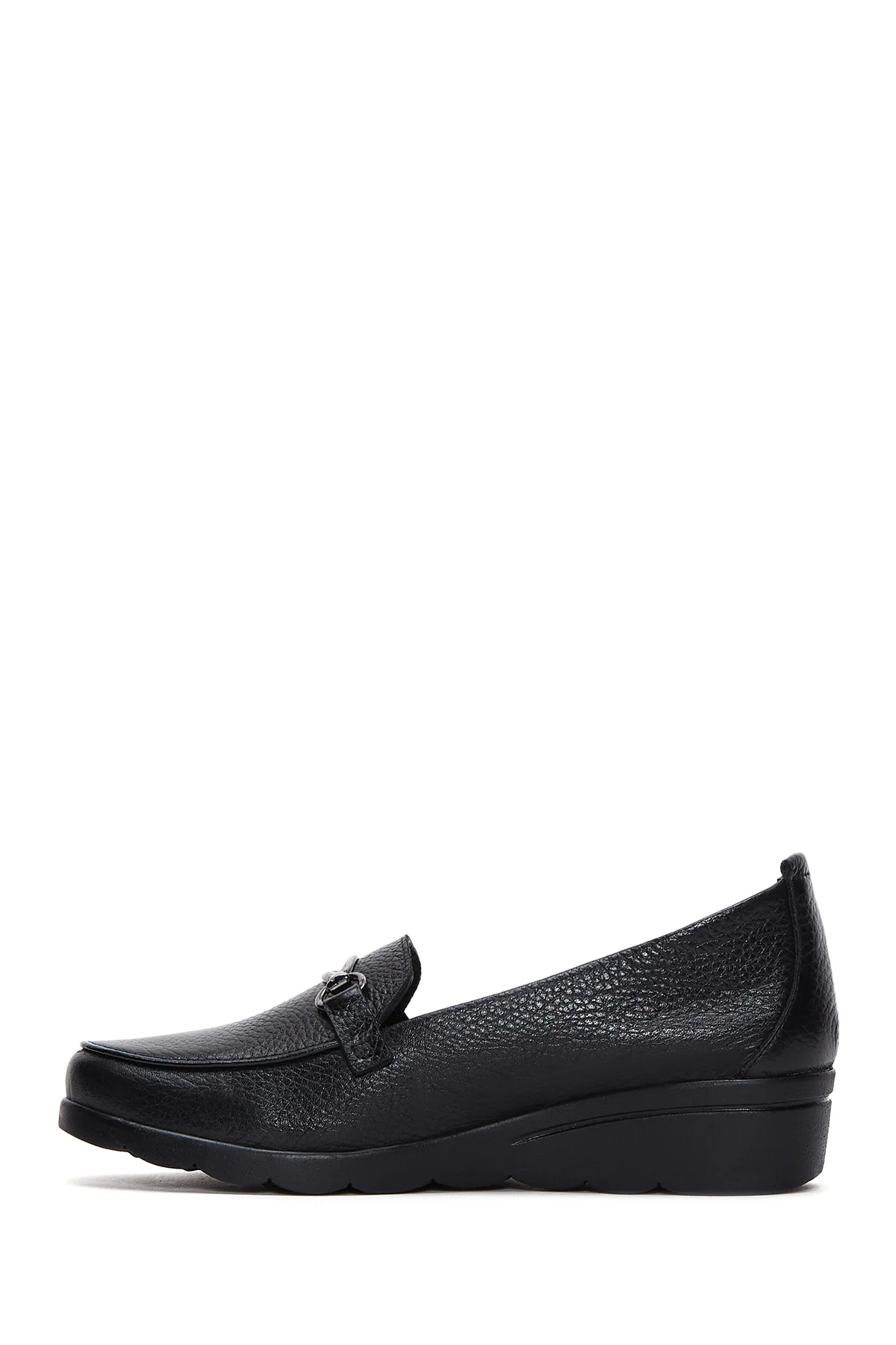 Kadın Siyah Deri Dolgu Topuklu Loafer - Image 2