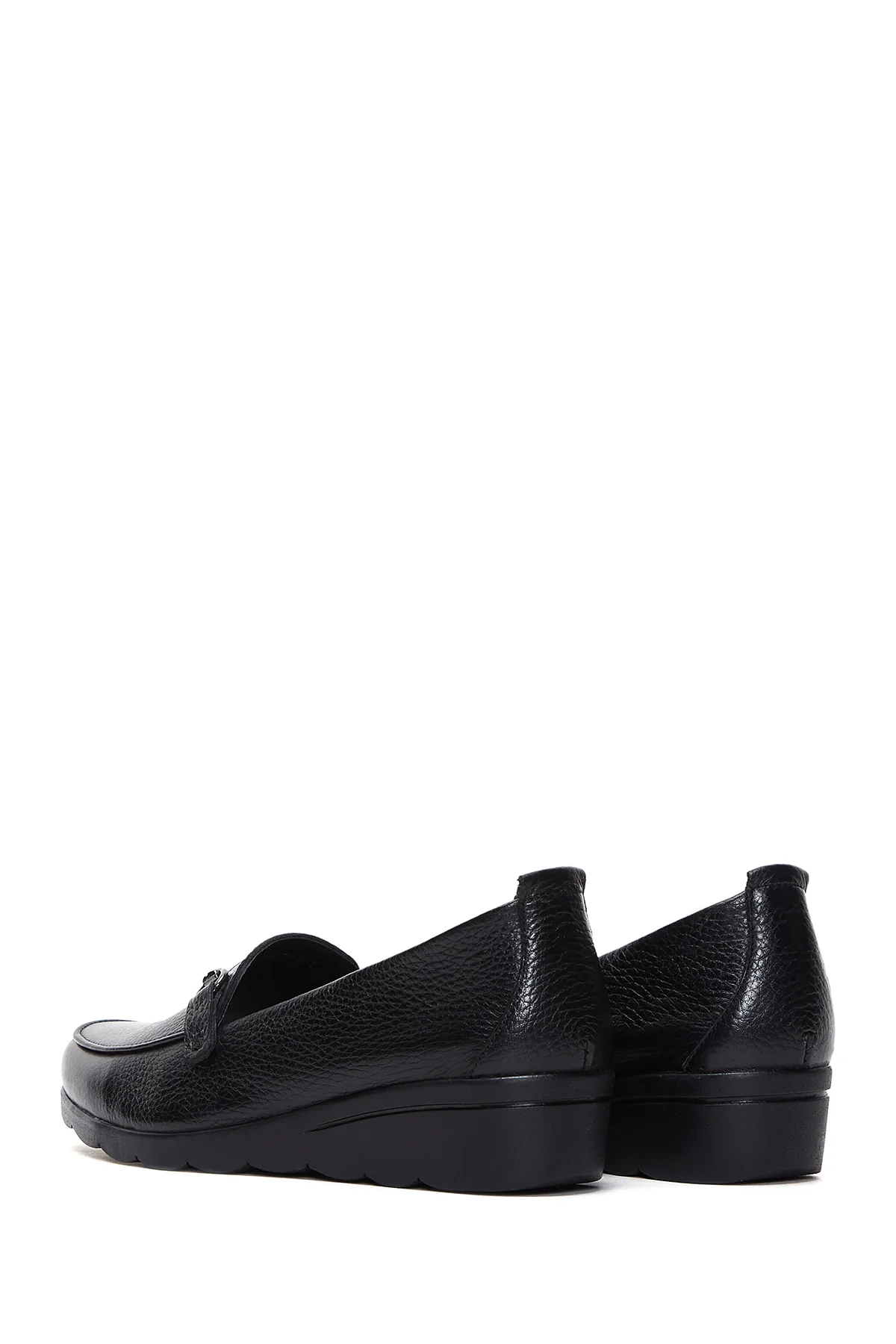 Kadın Siyah Deri Dolgu Topuklu Loafer - Image 5