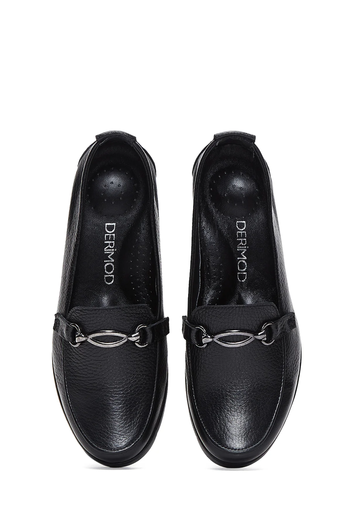 Kadın Siyah Deri Dolgu Topuklu Loafer - Image 6