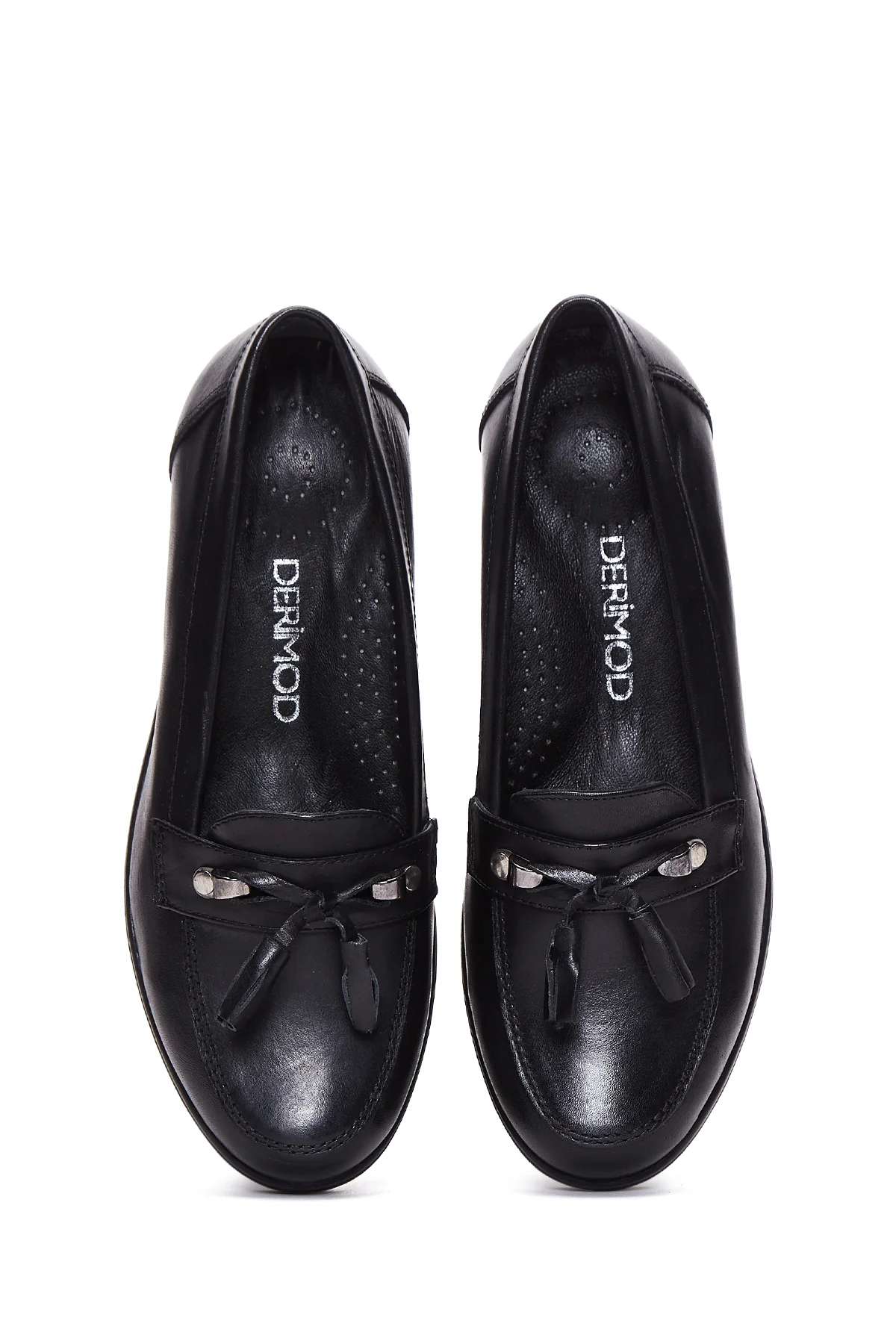 Kadın Siyah Deri Dolgu Topuklu Loafer - Image 6