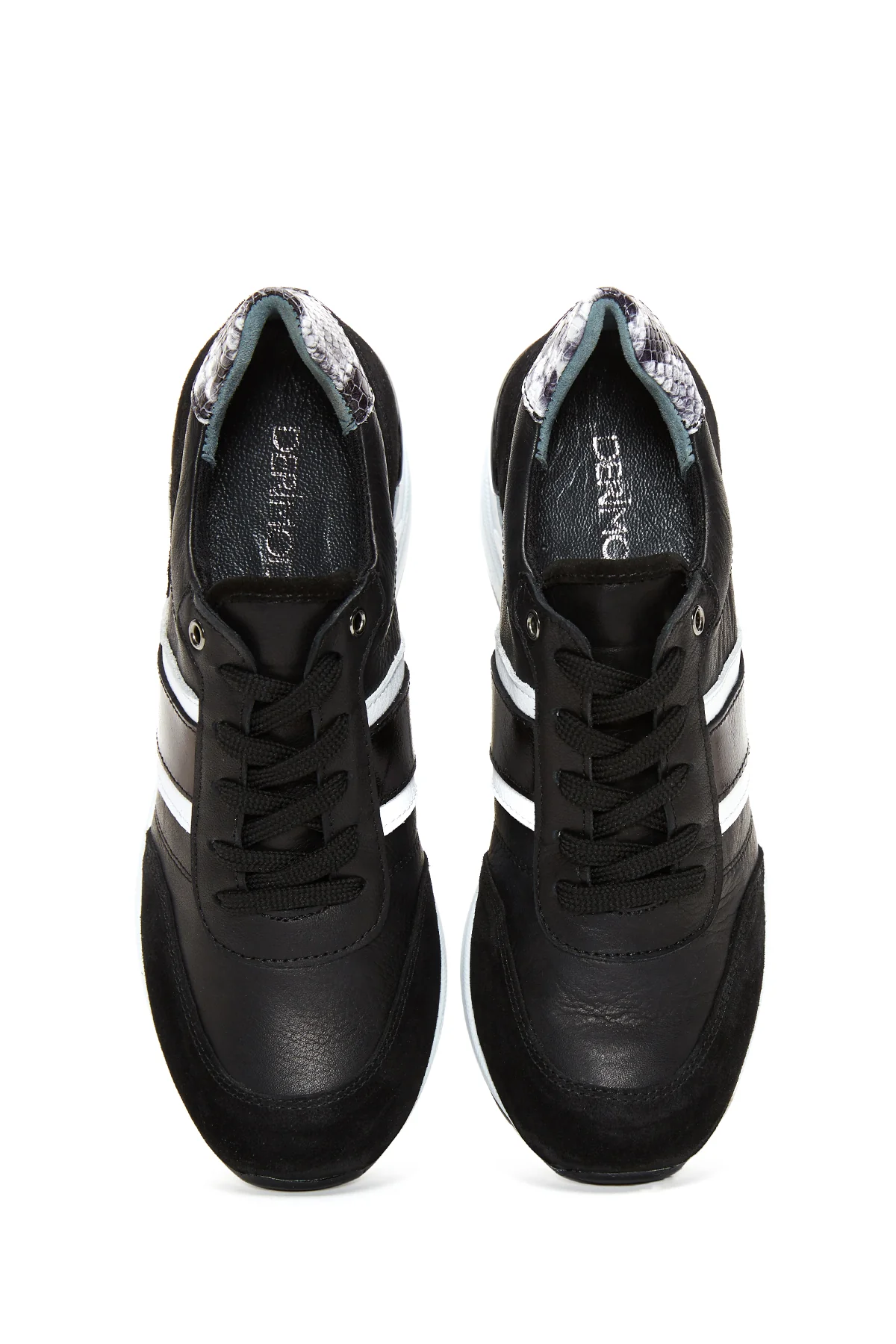 Kadın Siyah Deri Dolgu Topuklu Sneaker - Image 6