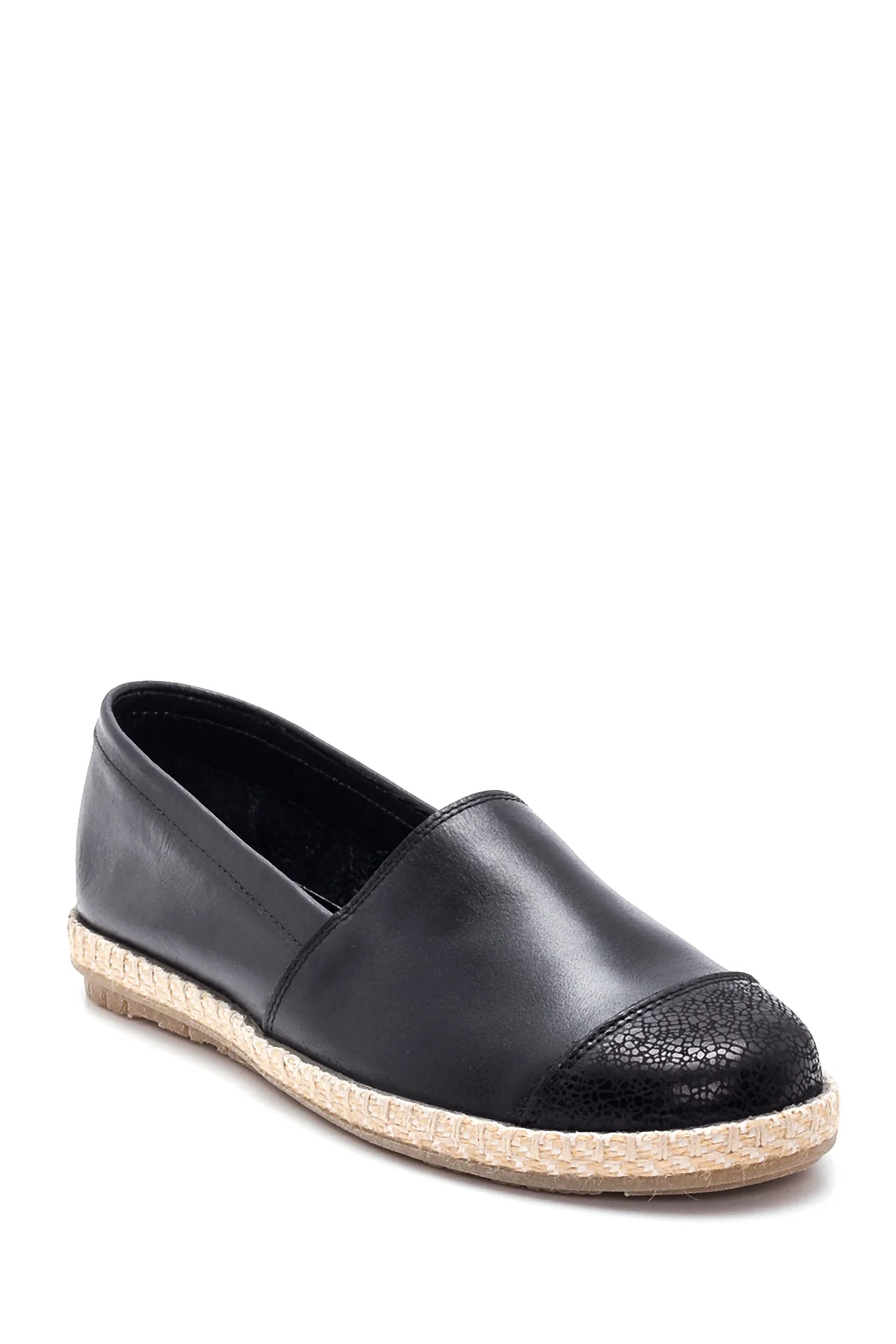 Kadın Siyah Deri Espadril - Image 3